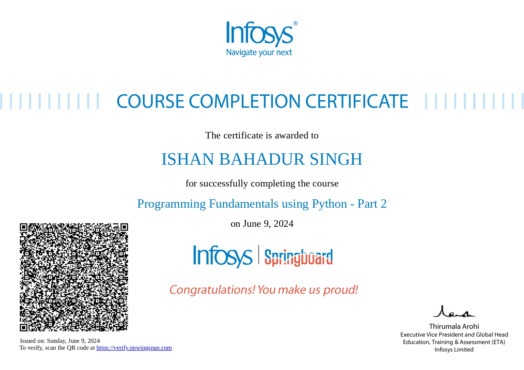 Python Part 2 certificate